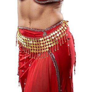 Eorbow 2 Pack Dance Hip Scarf Belt For Womens Silver and Gold Tone Adjustable